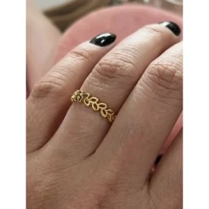 Anel Folhas Banho de Ouro