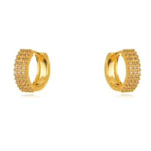 Brinco Argola Zircônia Banho de Ouro 1,5 cm