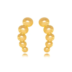 Brinco Ear Cuff Bolas Banho de Ouro