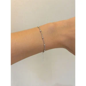 Pulseira Bolinhas Ródio Branco