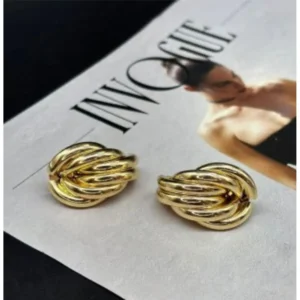 Brinco Entrelaçado Folheado a Ouro