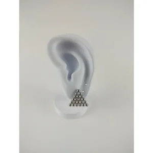 Brinco Triângulo Bolinhas em Aço Inox