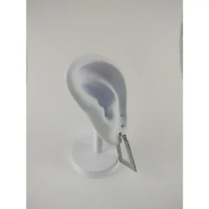 Brinco Retangular com Bolinhas em Aço Inox